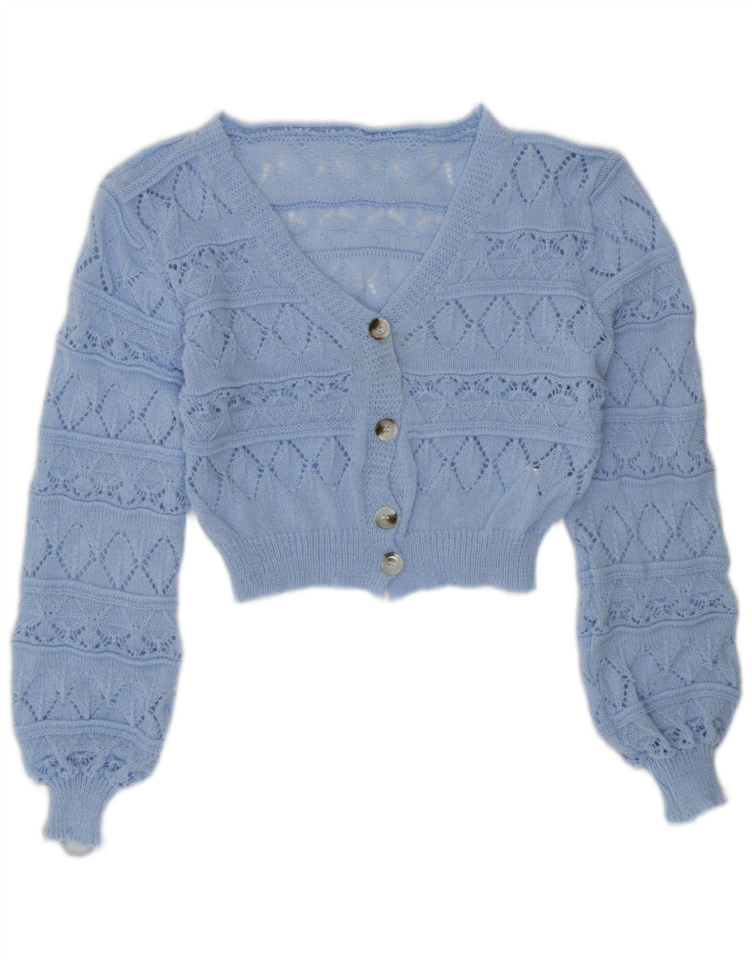 VINTAGE Pulover cardigan lung pentru femei UK 10 Small Blue Acrylic