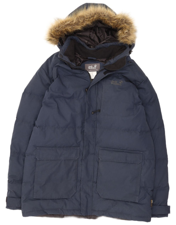 Jack Wolfskin Palton căptușit cu glugă pentru bărbați Marea Britanie 44/46 XL Poliester bleumarin