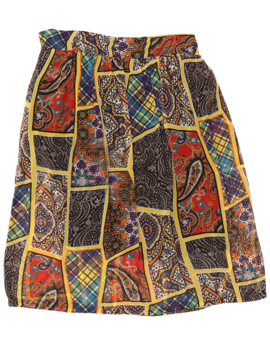 Fustă A-Line Vintage pentru femei W38 XL Patchwork multicolor