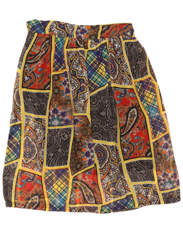 Fustă A-Line Vintage pentru femei W38 XL Patchwork multicolor