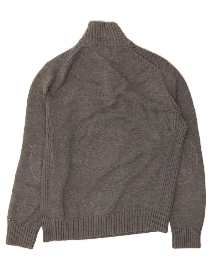 TOMMY HILFIGER Mens Button Neck Jumper Sweater Large Grey Cotton Vintage Tommy Hilfiger and Second-Hand Tommy Hilfiger from Messina Hembry 