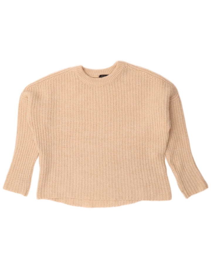 Pulover supradimensionat pentru femei Zara, cu gât crew, UK 14 Bej mediu