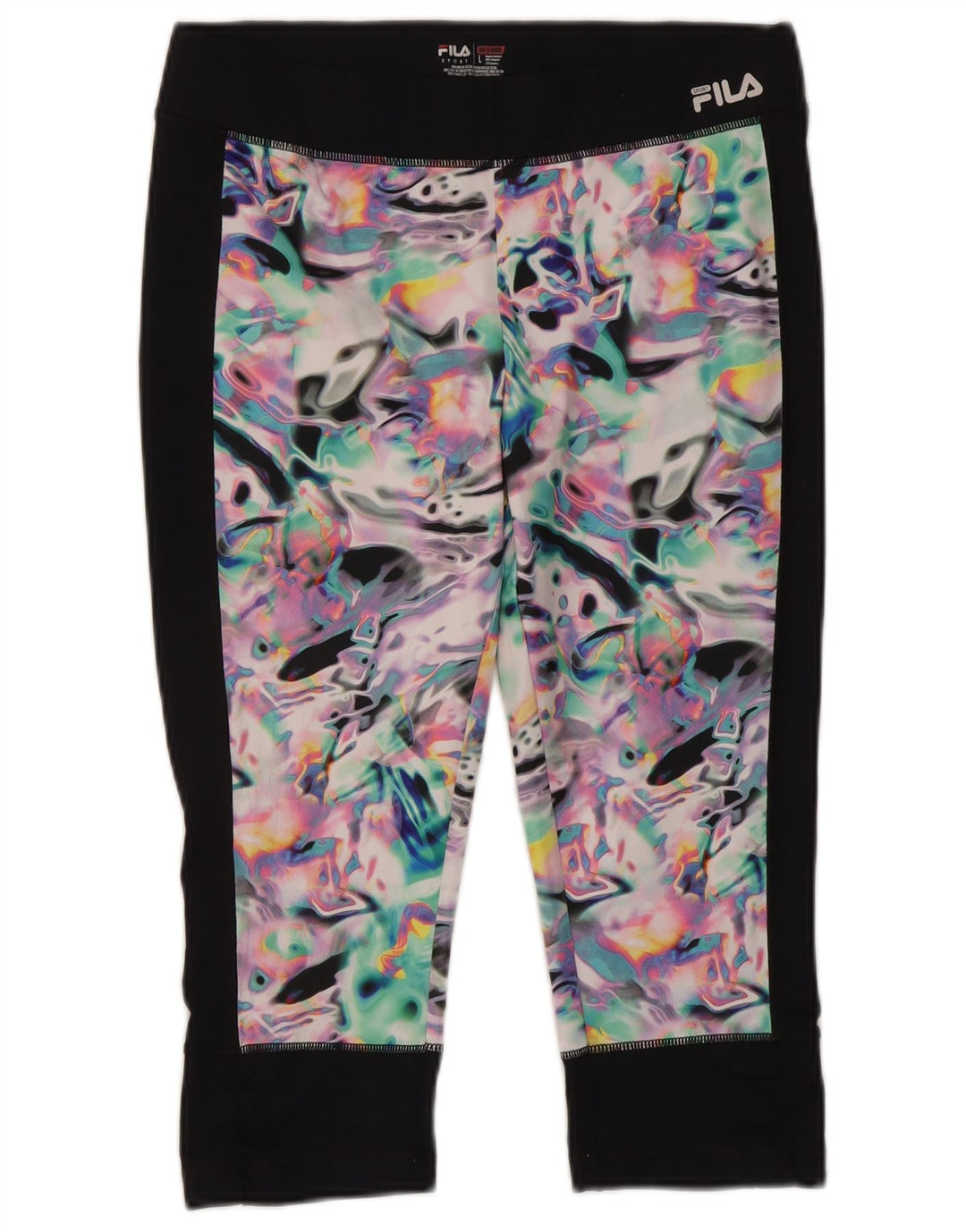 Leggings Capri cu model abstract Fila pentru femei UK 14 Poliester negru mare