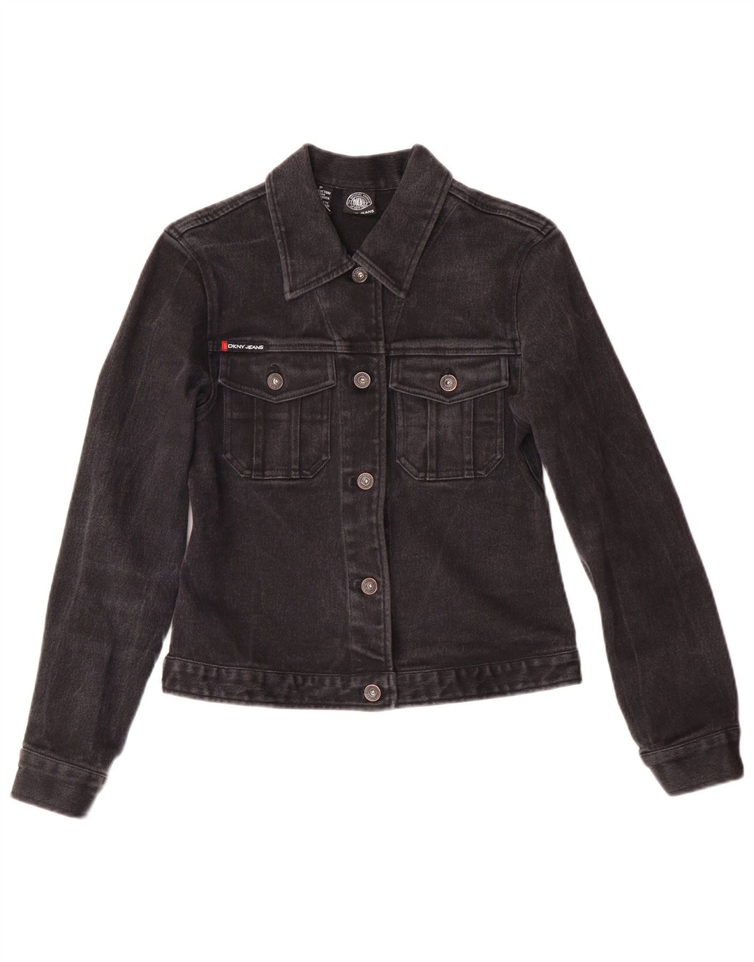 Jachetă de blugi Dkny pentru femei mici, din denim, UK 6 XS, bumbac negru, clasică