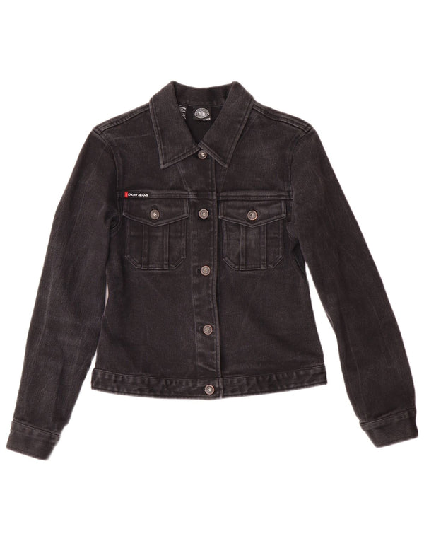 Jachetă de blugi Dkny pentru femei mici, din denim, UK 6 XS, bumbac negru, clasică