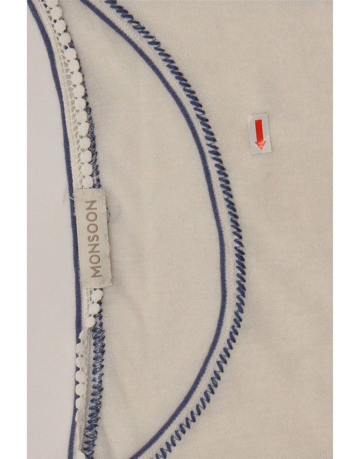 Bluză de damă MONSOON Top UK 16, mare, alb, cu flori, in