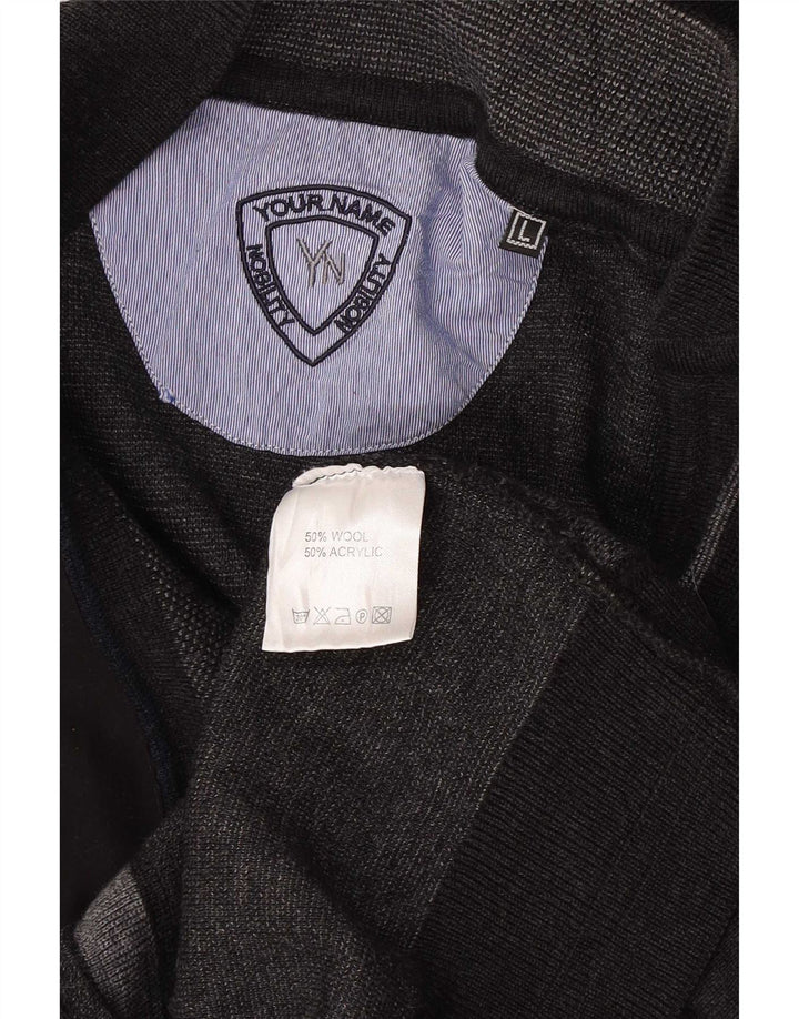 Cardigan Vintage pentru bărbați din lână mare, gri geometrică