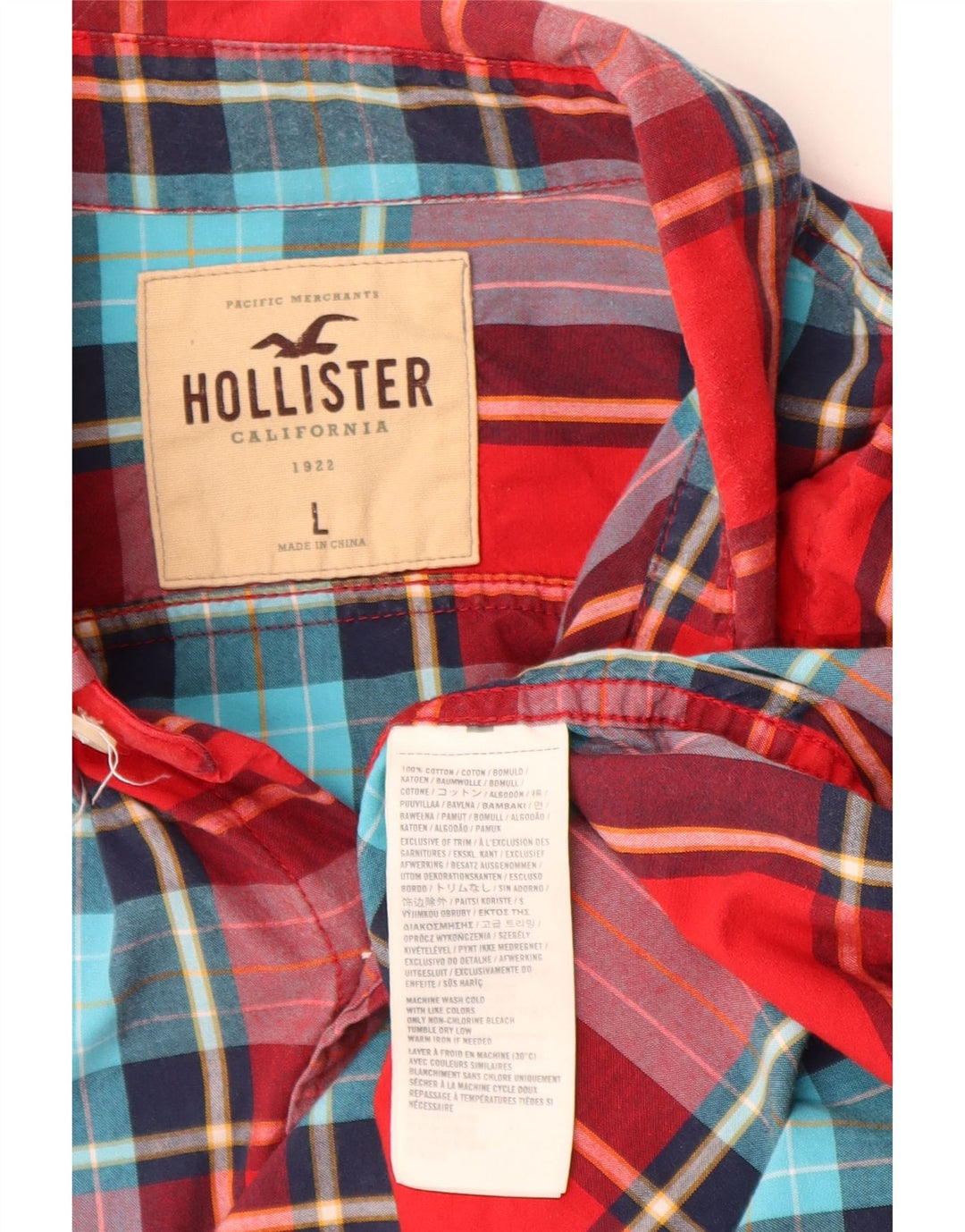 Cămașă pentru bărbați HOLLISTER, mare, roșu, din bumbac