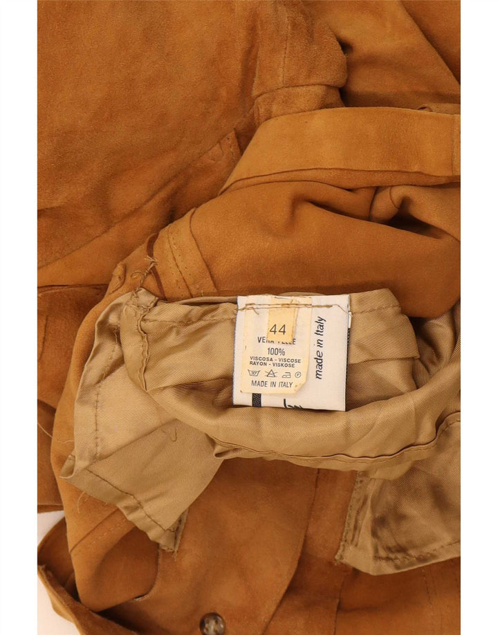 Jachetă Vintage Femei din piele intoarsa cu 4 nasturi IT 44 Medium Beige Piele
