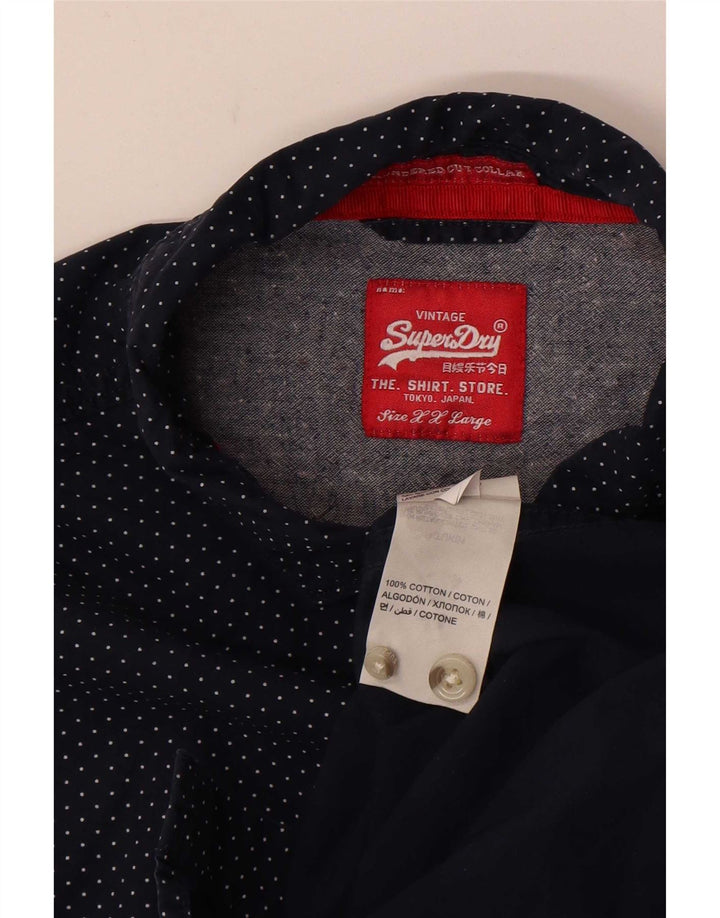 Cămașă pentru bărbați Superdry 2XL, bumbac cu buline bleumarin