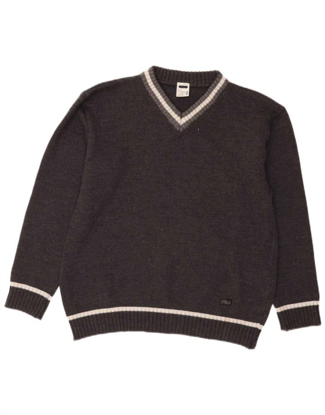 Pulover Fila pentru bărbați cu decolteu în V, mic, gri