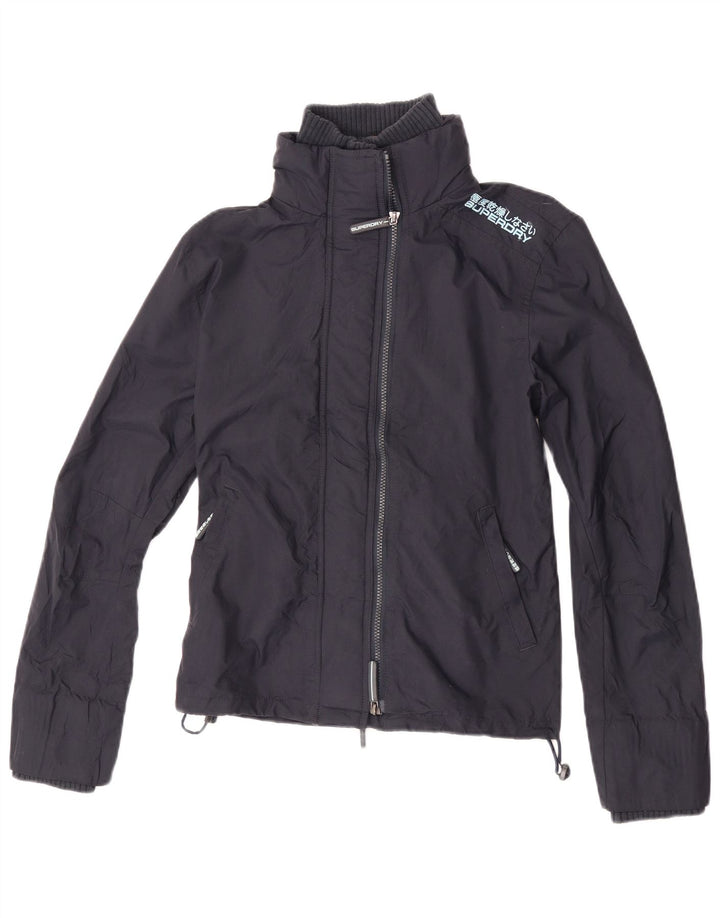 Jachetă de ploaie Superdry pentru femei UK 16 mare, albastru bleumarin, nailon