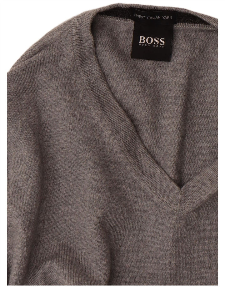 HUGO BOSS Pulover cu decolteu în V pentru femei UK 10 Mic gri