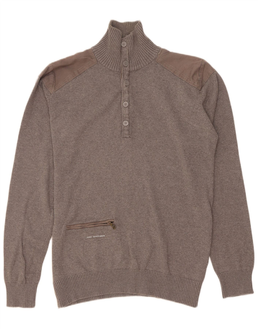 Pulover Jack & Jones pentru bărbați, cu gât cu nasturi, gri mediu