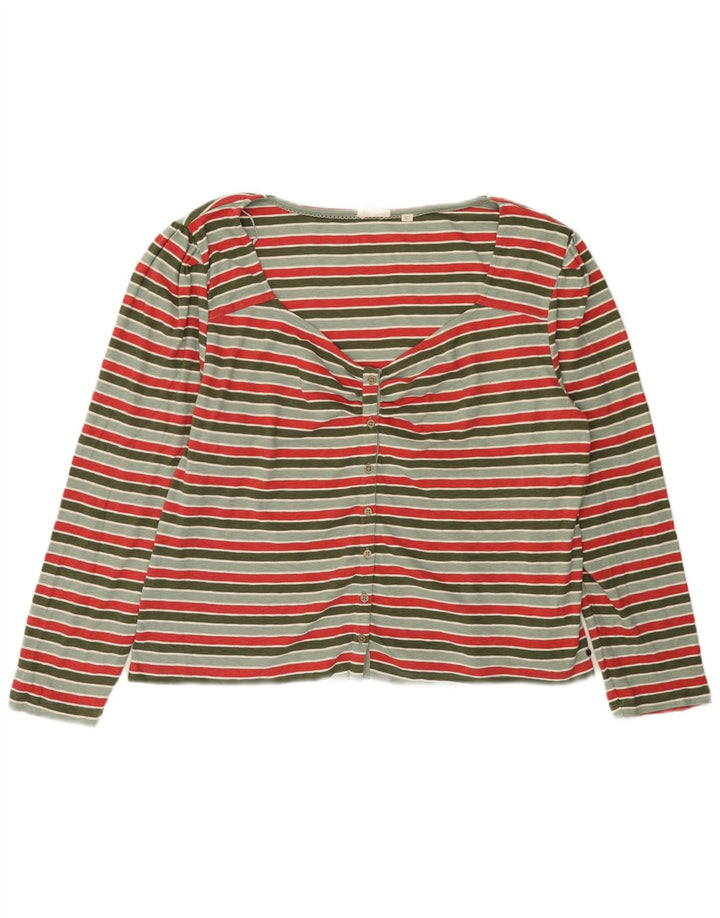 Bluză cu cămașă crop pentru femei Fat Face UK 24 4XL Bumbac cu dungi verzi