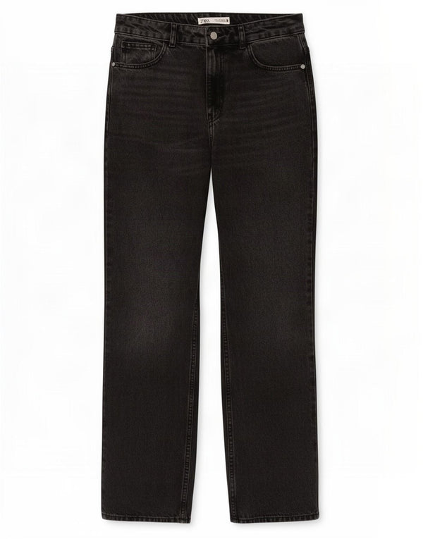 Blugi drepti pentru femei cu talie înaltă Zara EU 40 Medium W30 L31 Gri