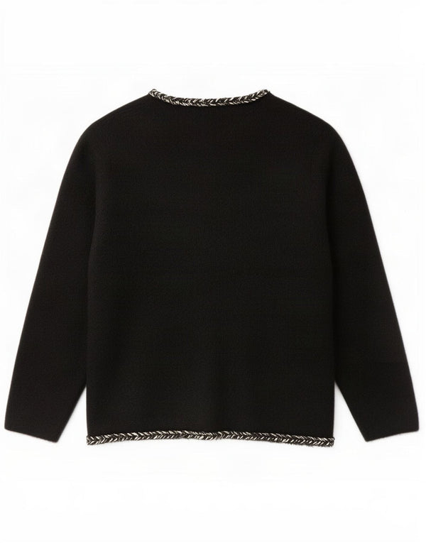 Pulover cardigan vintage pentru femei UK 12 Poliamidă neagră medie