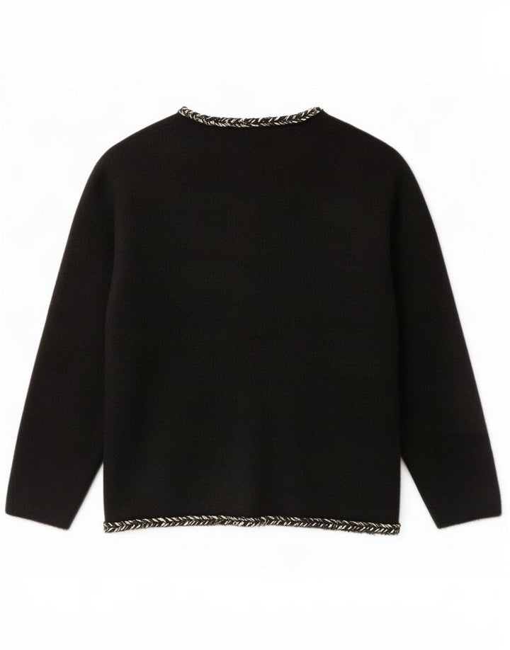 Pulover cardigan vintage pentru femei UK 12 Poliamidă neagră medie