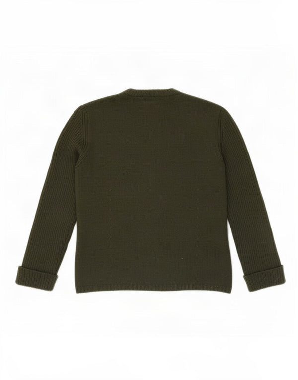 Pulover cardigan pentru femei Zara cu mâneci 3/4 UK 12 verde mediu acrilic