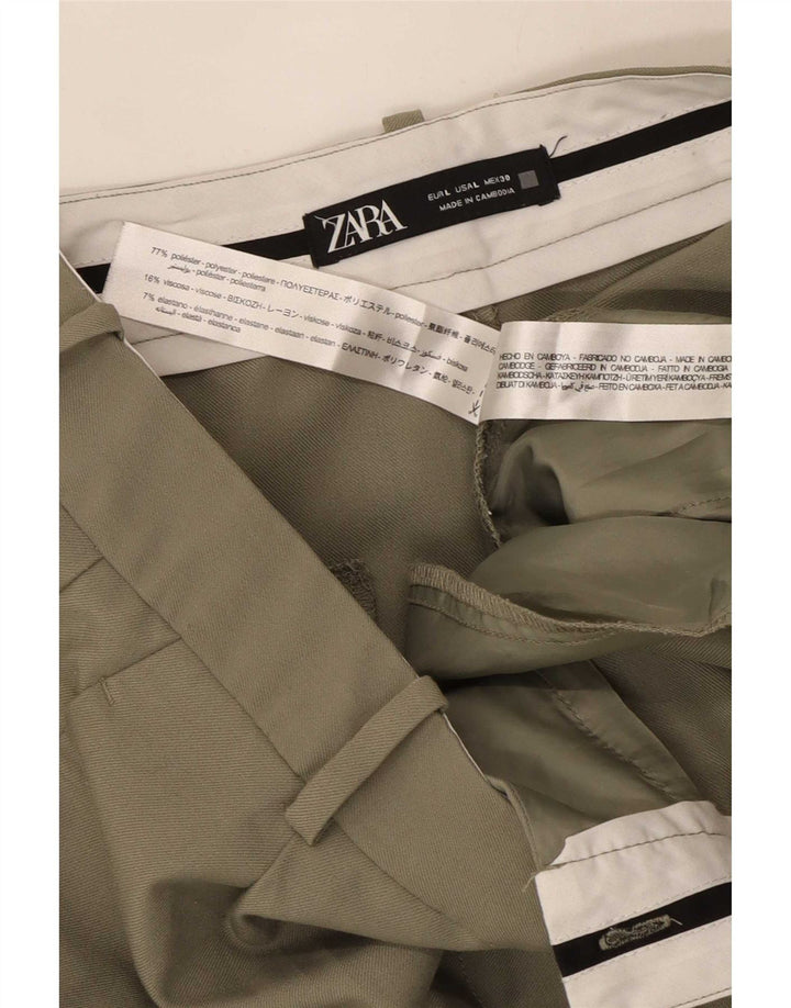 Pantaloni de costum pentru femei Zara cu picioare largi L30 L32 Poliester verde