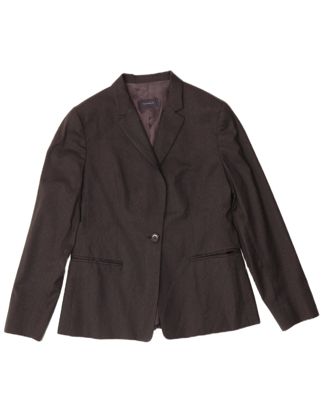 TOMBOLINI Womens 1 Button Blazer Jacket IT 46 Large Grey Wool