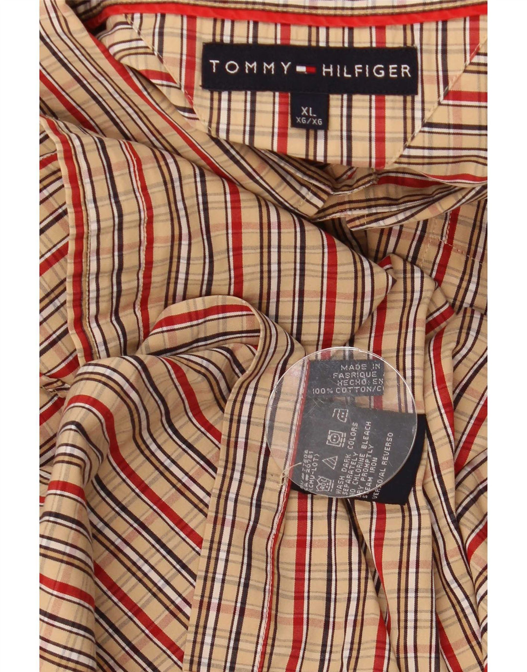 Cămașă pentru bărbați Tommy Hilfiger XL, bej, din bumbac cu carouri