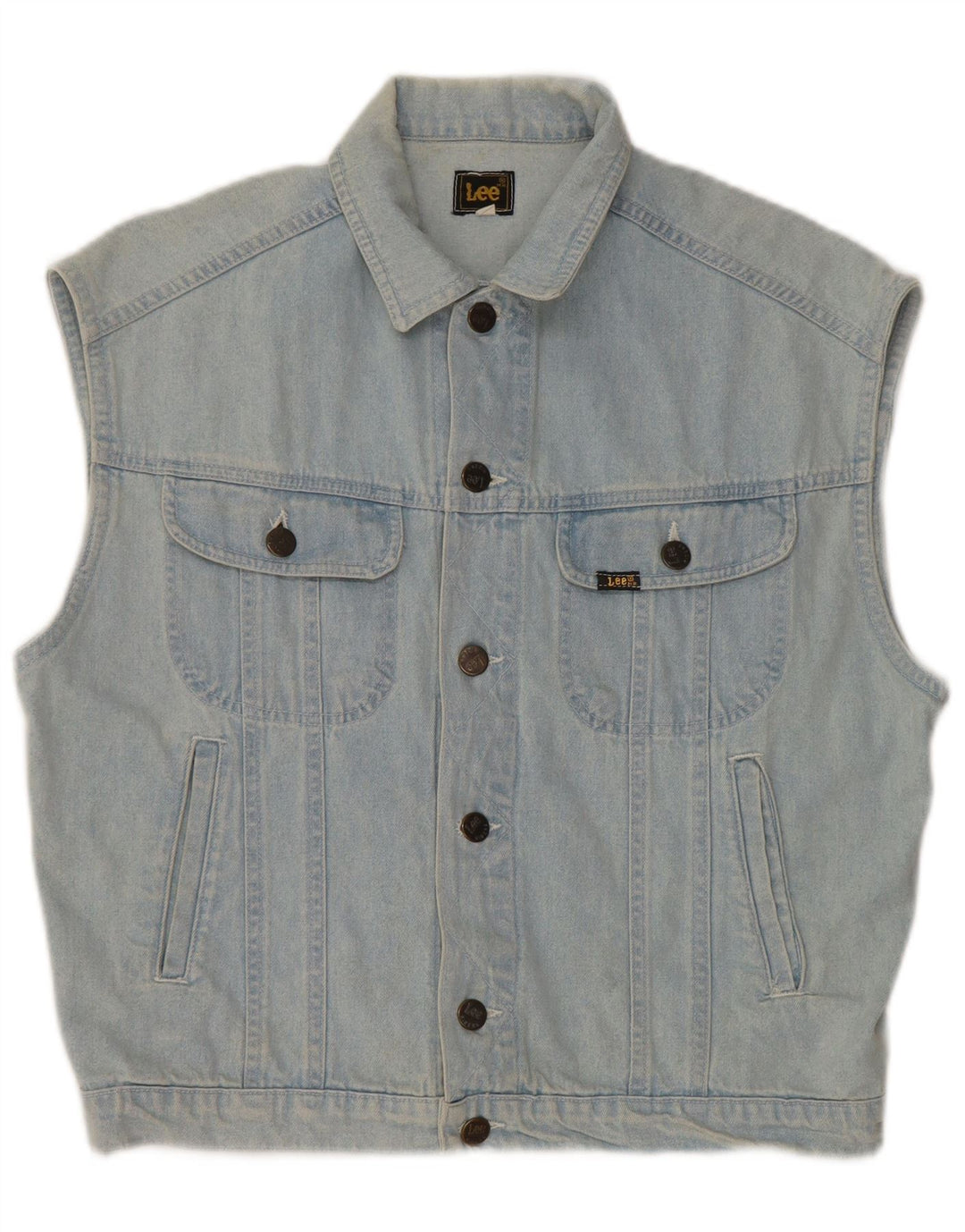 Gilet pentru femei LEE din denim UK 14 mare, albastru, bumbac