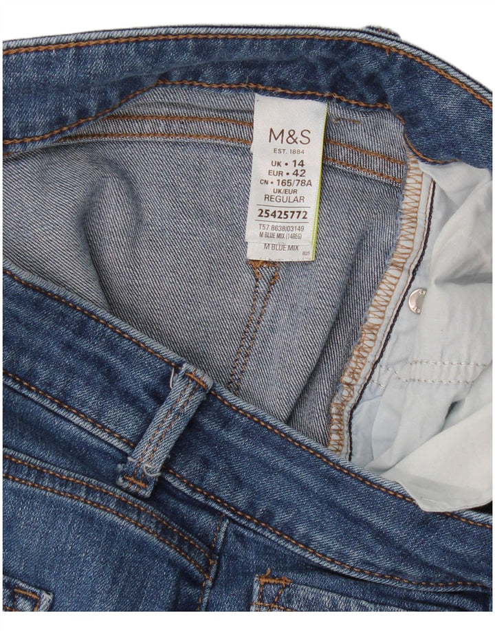 Blugi subțiri obișnuiți pentru femei Marks & Spencer UK 14 mare W36 L29 albastru bumbac