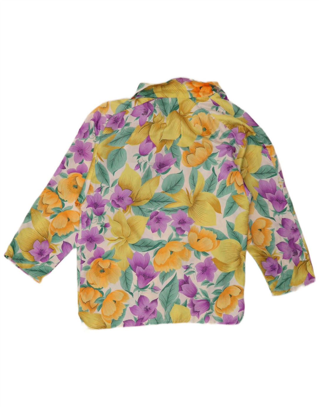 Bluză de cămașă vintage pentru femei UK 14 Vâscoză florală multicoloră medie