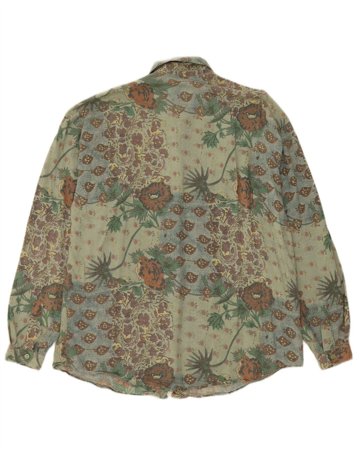 Cămașă BENETTON pentru femei UK 18 XL Verde Viscoză florală