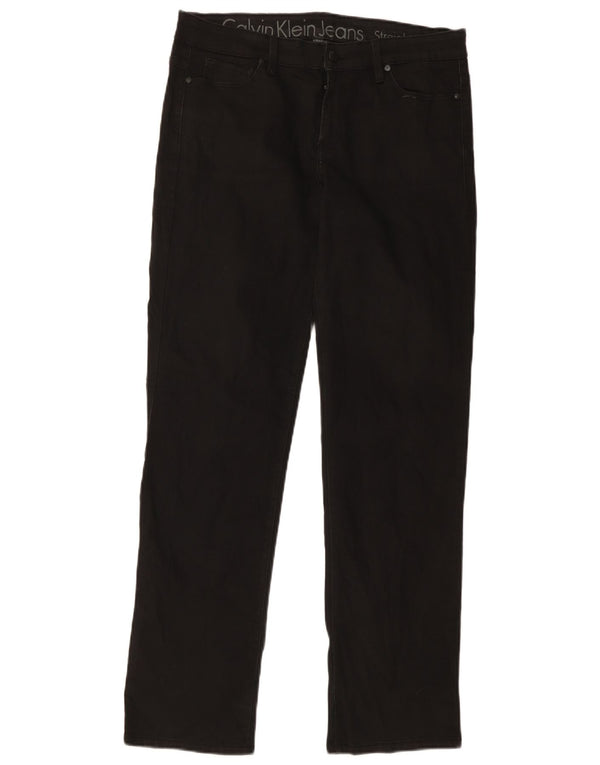 Blugi drepti pentru femei Calvin Klein US 10 Large W30 L32 Bumbac negru