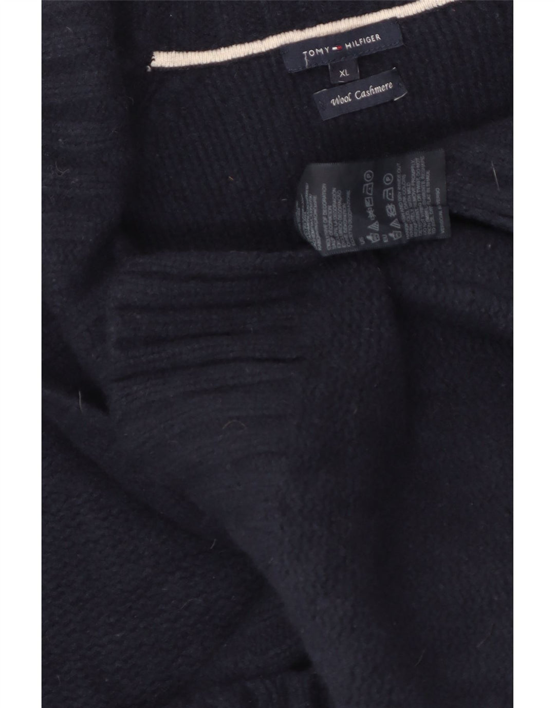 TOMMY HILFIGER Pulover pentru femei cu gât șal, Marea Britanie 18 XL Lână bleumarin