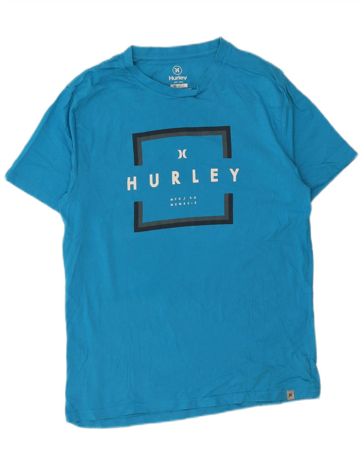 Tricou grafic pentru bărbați Hurley Top din bumbac albastru mediu