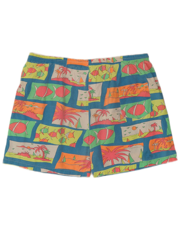Vintage Mens Abstract Pattern Swimming Shorts Medium Multicoloured