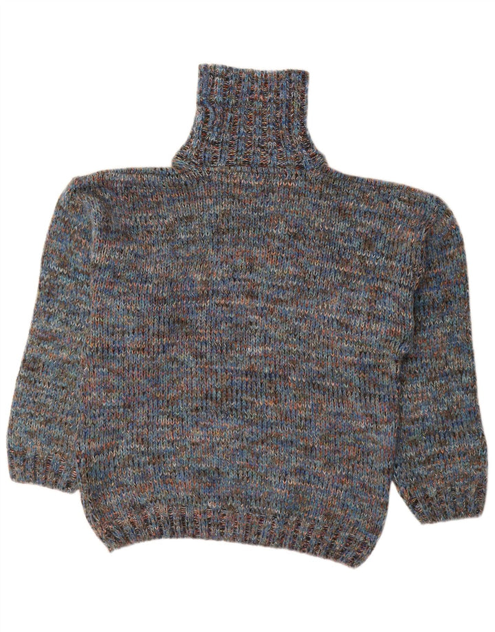 NORTH POLE Pulover cu gât rulat pentru bărbați, lână cu pete albastre medii