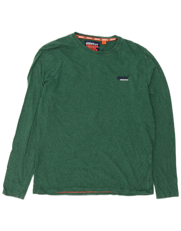 Top pentru bărbați Superdry cu mânecă lungă 2XL, verde pătat