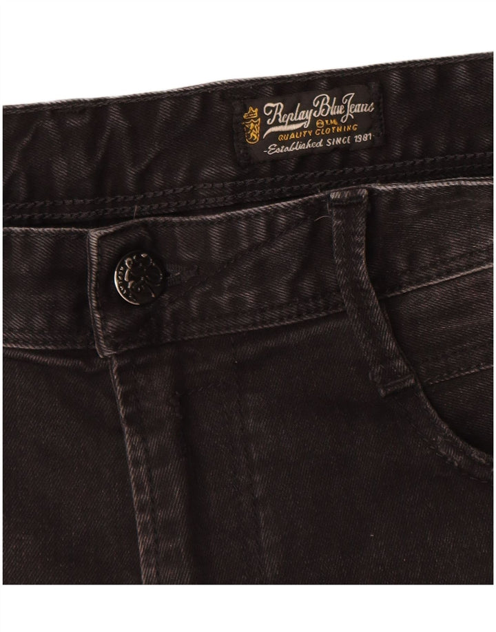 Blugi slim pentru femei Replay Distressed W34 L32 Negri