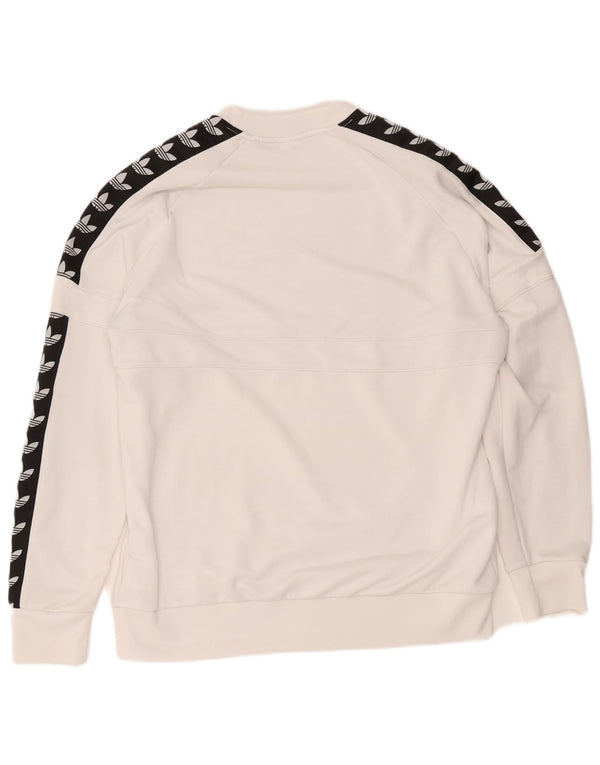 Hanorac grafic pentru bărbați Adidas Pulover mare, alb, din poliester bloc de culoare