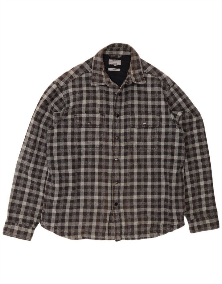 Cămașă pentru bărbați Marks & Spencer, cu tăiere obișnuită, de flanel, XL, gri Gingham