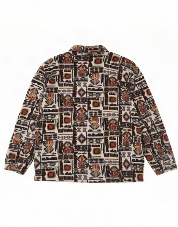 Jumper vintage pentru bărbați, cu fermoar și gât, fleece XL, multicolor, geometric
