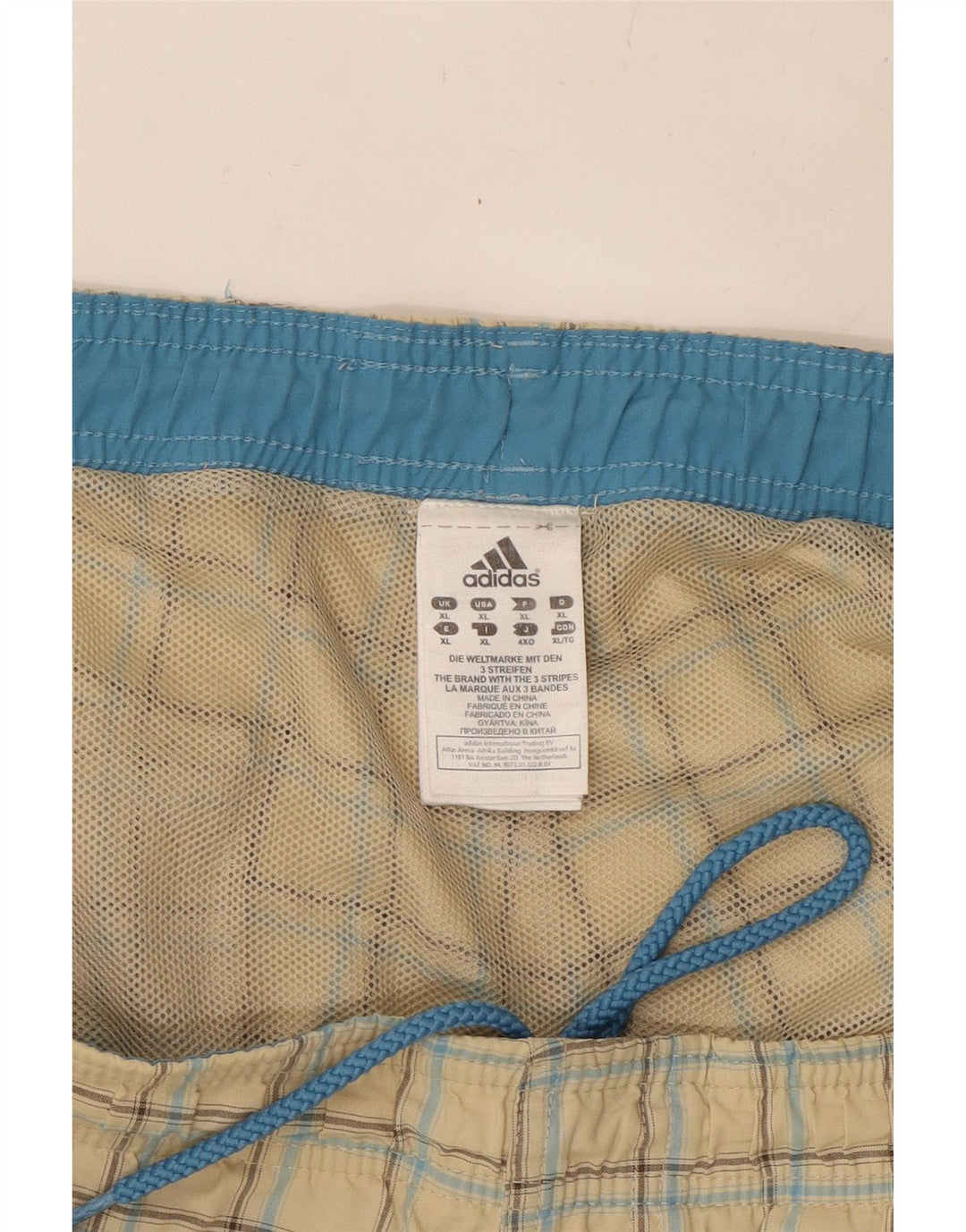 Pantaloni scurți de înot ADIDAS pentru bărbați XL poliester cu carouri bej