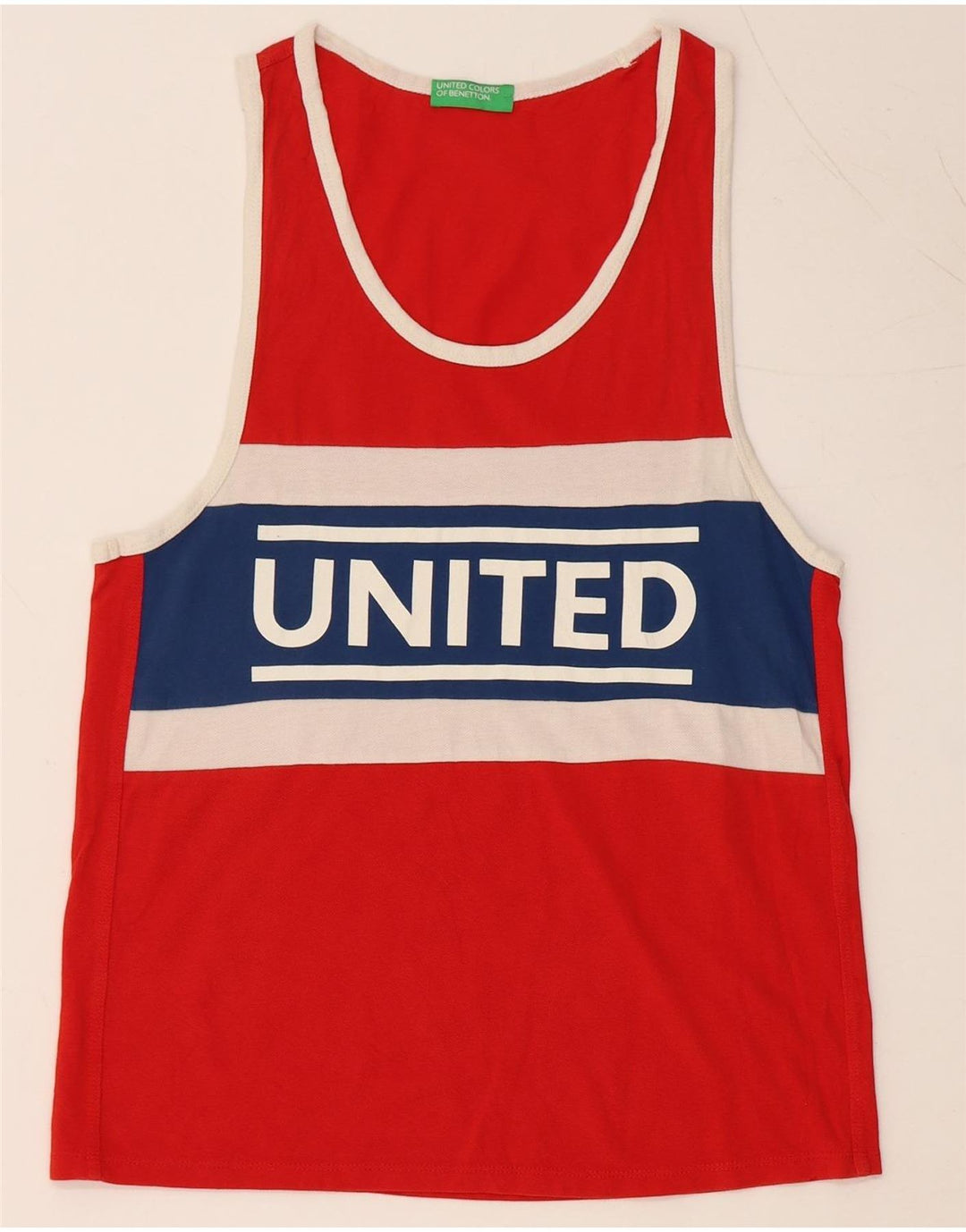 Vestă grafică pentru bărbați BENETTON XS, bumbac color bloc, roșu