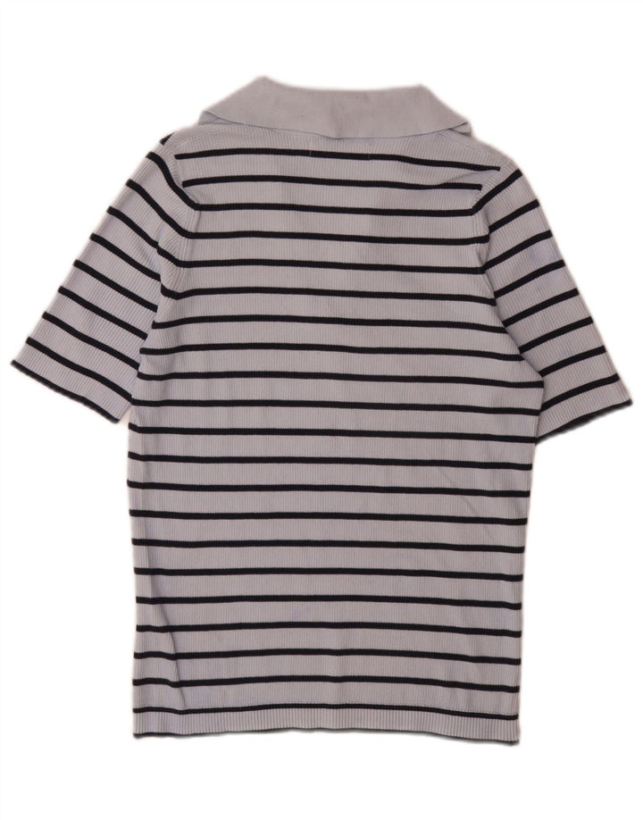 Tricou polo pentru femei Marks & Spencer UK 14, bumbac cu dungi albastre medii