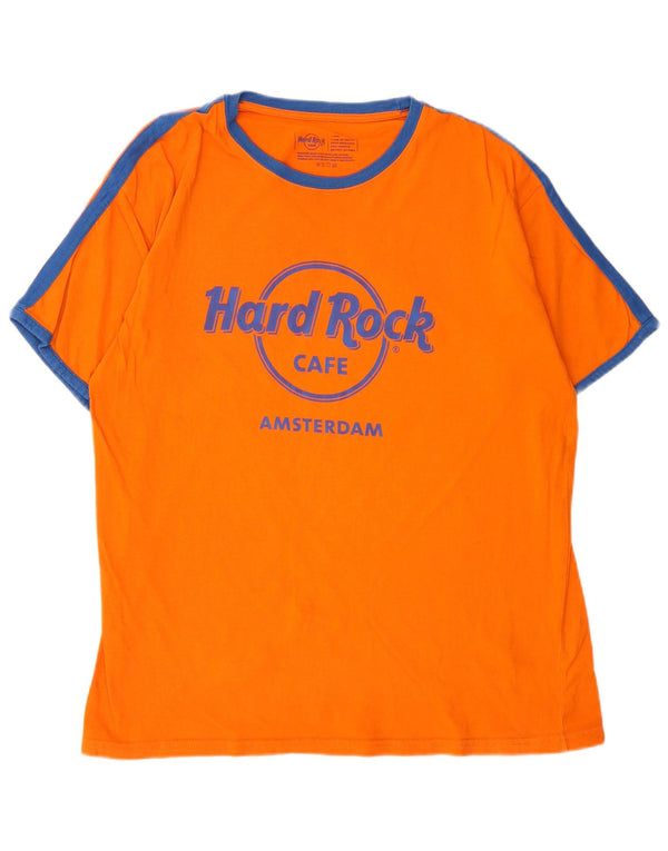 Tricou grafic Amsterdam pentru bărbați Hard Rock Cafe Top mare portocaliu Colorblock