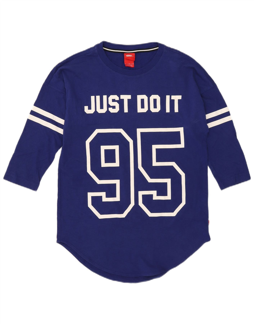 Top grafic Nike pentru bărbați, mânecă 3/4, albastru mediu, bumbac cu dungi