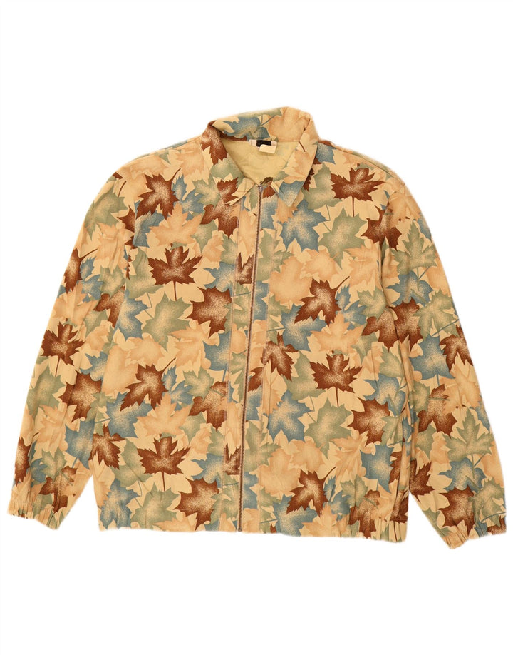 Bomber vintage pentru femei UK 14 Medium Beige Floral Poliester