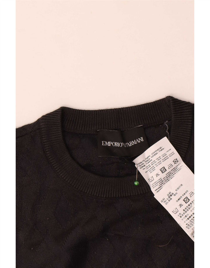 Pulover pentru bărbați cu gât crew Emporio Armani, viscoză, gri mediu