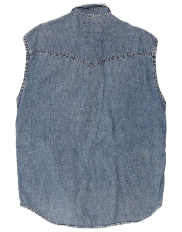 Cămașă Western fără mâneci pentru bărbați Wrangler, bumbac albastru 2XL
