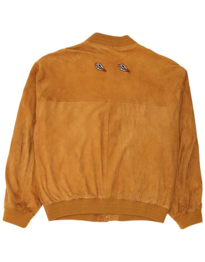 Bomber vintage pentru bărbați din piele intoarsa IT 58 4XL din piele maro