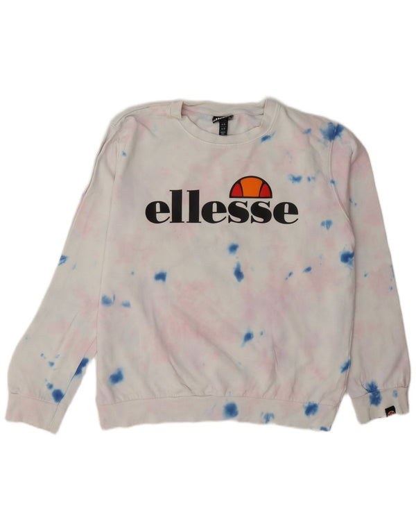 Pulover cu grafic pentru femei Ellesse UK 12, bumbac Tie Dye alb mediu
